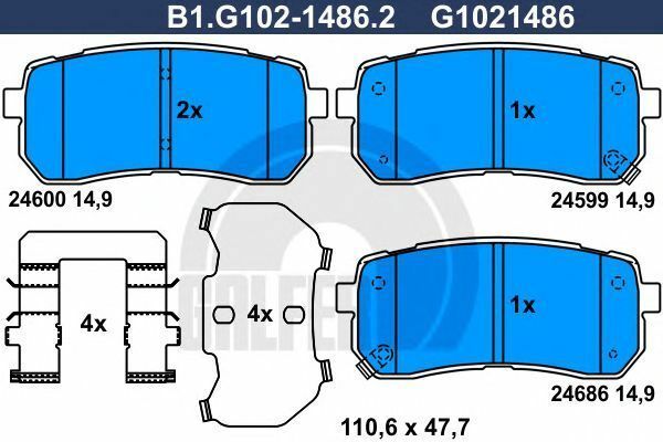 Set Plaquettes GALFER G1021486 Hyundai