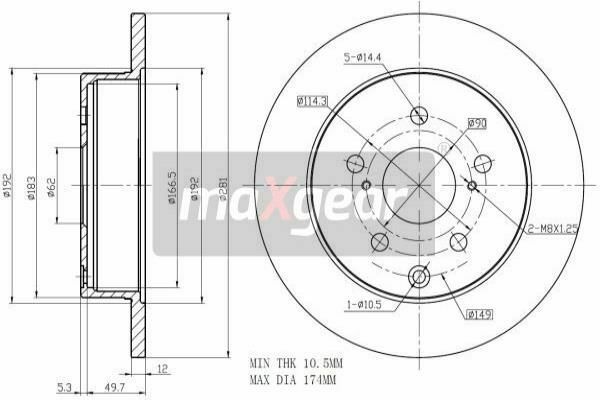 2x MAXGEAR Disque de frein ARRIÈRE